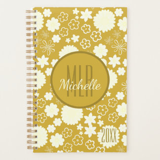 LUXURY RICH GOLD CREAM FLOWER CUSTOM MONOGRAM JAAR PLANNER