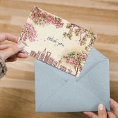 Luxury Riyadh Skyline Bougainvillea Wedding Thank Kaart