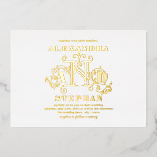 Luxury Romantic Flourish Calligraphy Wedding Gold Folie Uitnodiging