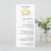 Luxury Romantic Flourish Calligraphy Wedding Gold Menu (Staand voorkant)