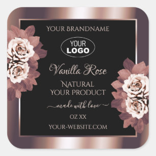 Luxury Roos Gold Black Floral Product Labels Logo