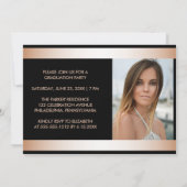 Luxury Roos Gold Black Photo Afstuderen Kaart (Achterkant)