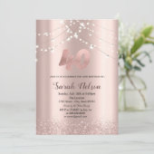 Luxury Roos Gold Glitter String Lights Uitnodiging (Staand voorkant)