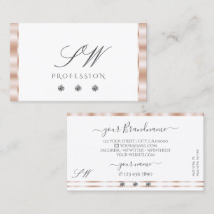 Luxury Roos Gold White Sparking Jewels Monogram Visitekaartje