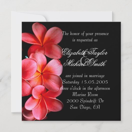 Luxury Rose Elegant Plumeria Mariage Invitation (Devant)