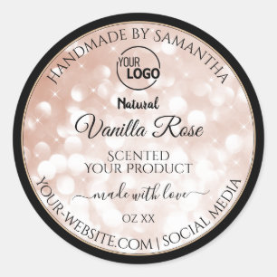 Luxury Rose Glitter Stars Product Labels Logo