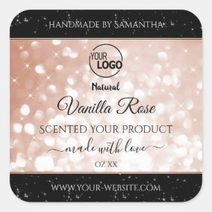 Luxury Rose Glitter Stars Product Labels Logo
