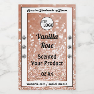 Luxury Rose Glitter Stars Product Labels Logo Voedselcontainer Etiket