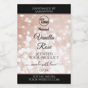 Luxury Rose Glitter Stars Product Labels Logo Voedselcontainer Etiket