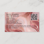 Luxury Rose Gold and Glitter Marbled Visitekaartje (Achterkant)