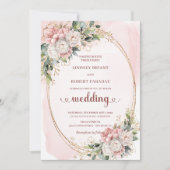 Luxury Rose Gold Blush Floral Wedding Invitation (Devant)