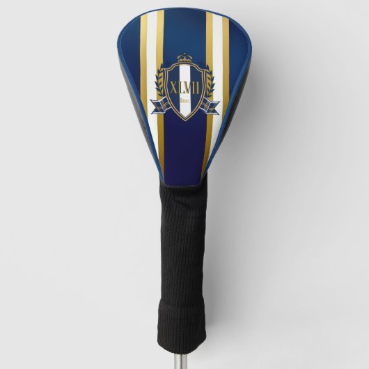 Luxury Royal Blue and White Monogram Golfheadcover (Voorkant)