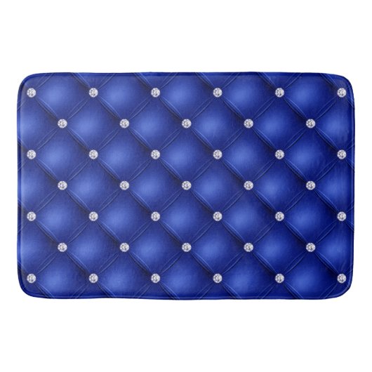 Luxury Royal Blue Diamond Tufted Pattern Badmat (Voorkant)