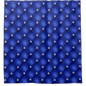 Luxury Royal Blue Diamond Tufted Pattern Douchegordijn (Voorkant)