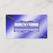 Luxury Royal Blue met Silver Decor en Monogram Visitekaartje (Voorkant)