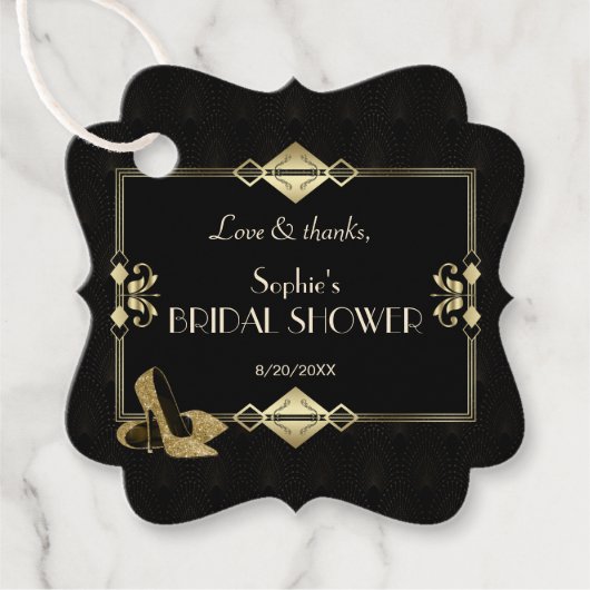 Luxury Royal Gold Black Art Deco 1920s Wedding Bedankjes Labels (Voorkant)