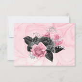 Luxury roze en Black Floral Wedding RSVP (Achterkant)
