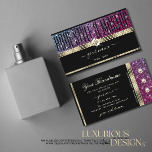 Luxury roze Paarse glitter Stars Gold Jewels Black Visitekaartje