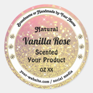 Luxury Roze Paarse Gold Glitter Product Labels