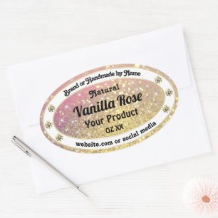 Luxury Roze Paarse Gold Glitter Product Labels