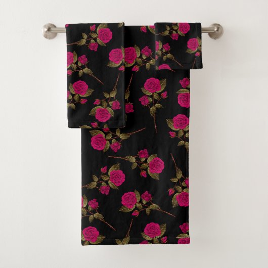 Luxury Roze Popular Floral Bad Handdoek (Insitu)