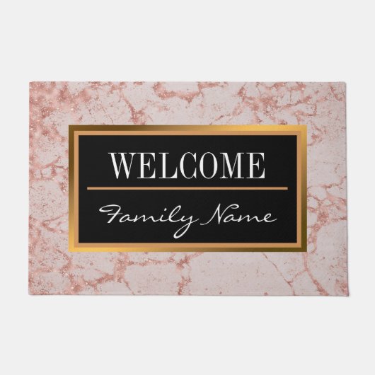 Luxury roze Roze Blush Glitter Marble Customize Deurmat (Voorkant)