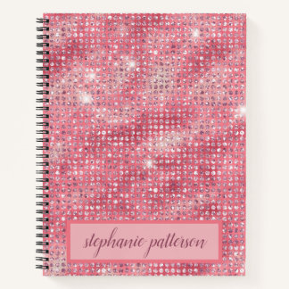 Luxury roze Shimmering Sequins Custom Name Notitieboek