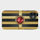 Luxury Ruby Gemstone Gold Stripes iPhone 5 Hoesje (Achterkant (horizontaal))