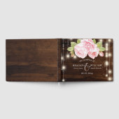Luxury Rustic Wood String Lights Rozen Wedding Gastenboek (Volledig)