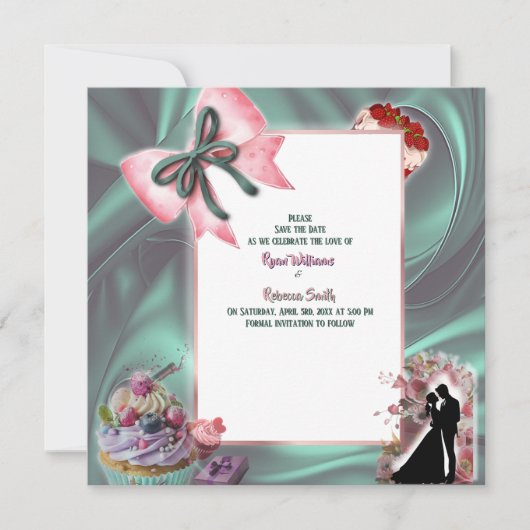 Luxury Satin Bow Save the Date Announcement (Devant)
