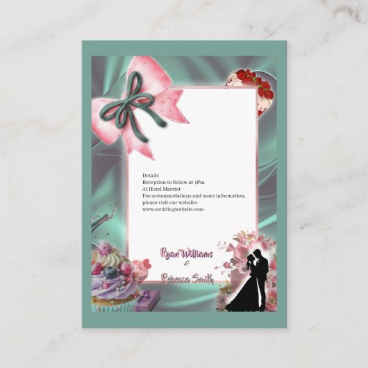Luxury Satin Bow Wedding Enclosure Card Informatiekaartje (Voorkant)
