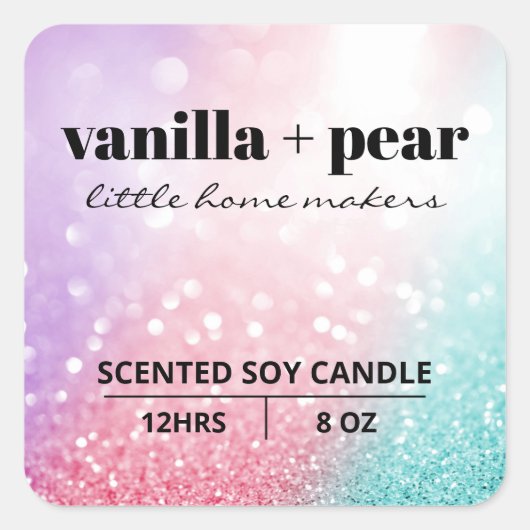 Luxury Shimmer Pastel Pink Blue Soy Candle Labels (Voorkant)