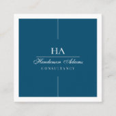 Luxury Signature Script Ocean Blue en White Vierkante Visitekaartje (Voorkant)