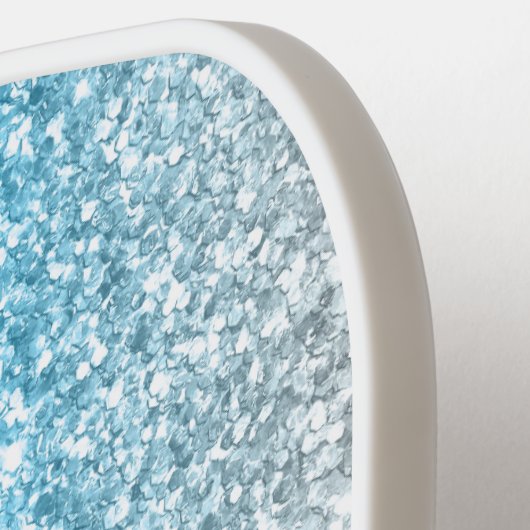 Luxury Silver Azure Blue Glitter Pickleball Paddle (Links Detail)