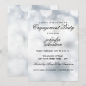 Luxury Silver Bokeh Light Chic Engagement Party Kaart (Voorkant / Achterkant)