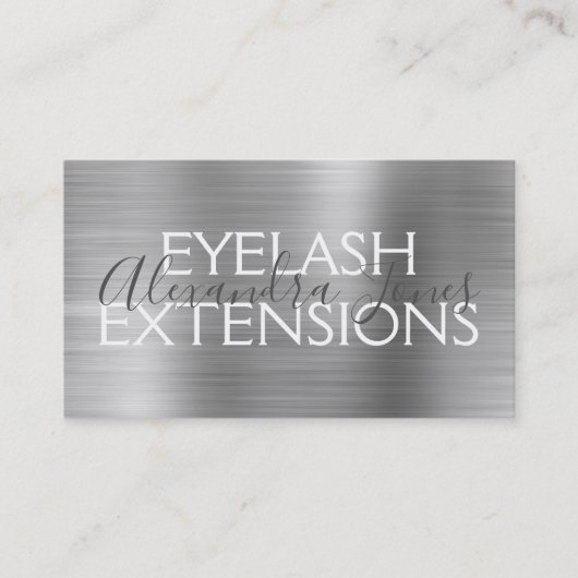 Luxury Silver Borhed Metal Eyelash Extensions Visitekaartje (Voorkant)