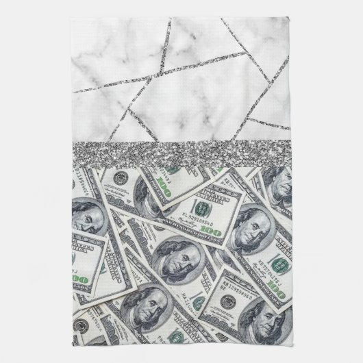 Luxury Silver Dollars Interior Marble Glitter Sho Theedoek (Verticaal)