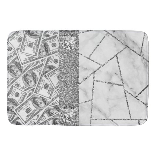 Luxury Silver Dollars Interior Marble Glitter Show Badmat (Voorkant)