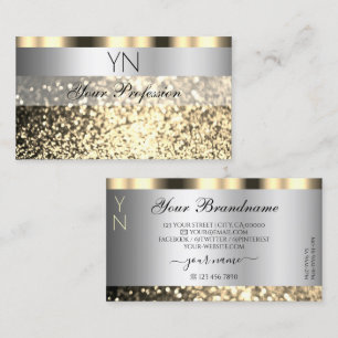 Luxury Silver en Gold Sparking Glitter Monogram Visitekaartje