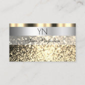 Luxury Silver en Gold Sparking Glitter Monogram Visitekaartje (Voorkant)