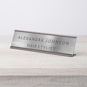Luxury Silver Foil Modern Business Bureau Naambordje