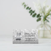 Luxury Silver Glitter Dog Pet Grooming Service Visitekaartje (Staand voorkant)