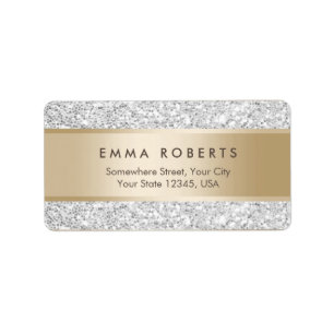 Luxury Silver Glitter Elegant Gold Stripe Etiket