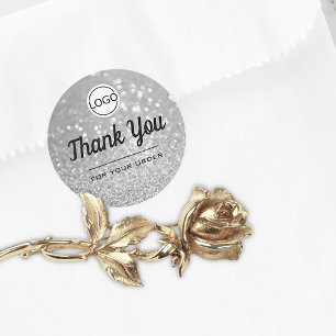 Luxury Silver Glitter Elegant Minimalist Hartelijk Ronde Sticker