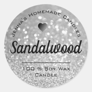 Luxury Silver Glitter Elegant Simple Candle Labels