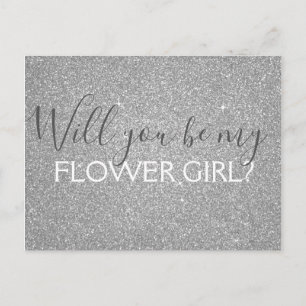 Luxury Silver Glitter en Sparkle Bloemenmeisje Uitnodiging Briefkaart