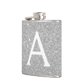 Luxury Silver Glitter en Sparkle Monogram Heupfles (Links)