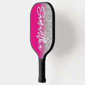 Luxury Silver Glitter Hot Pink Ombre - Aangepast Pickleball Paddle (Links)