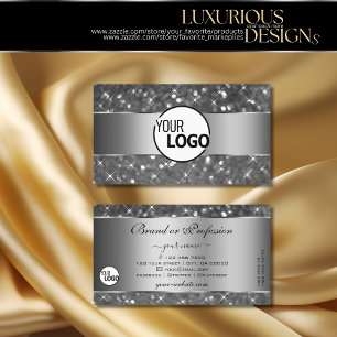 Luxury Silver Glitter Luminous Sparkle Stars Logo Visitekaartje