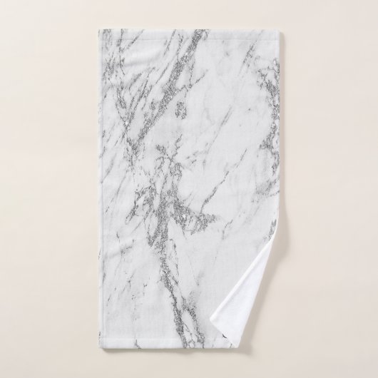 Luxury Silver Glitter Marble Customize Bad Handdoek (Handdoek)